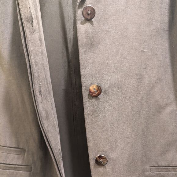 Chico's Brown Silk Linen Blend Blazer Button Front Collar 3/4 Sleeves- 3 (XL/16) - Picture 8 of 16